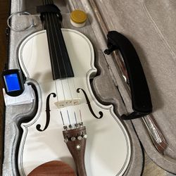 4/4 White Violin with New Bow, Digital Tuner, Shoulder Rest, Extra Strings $160 Firm