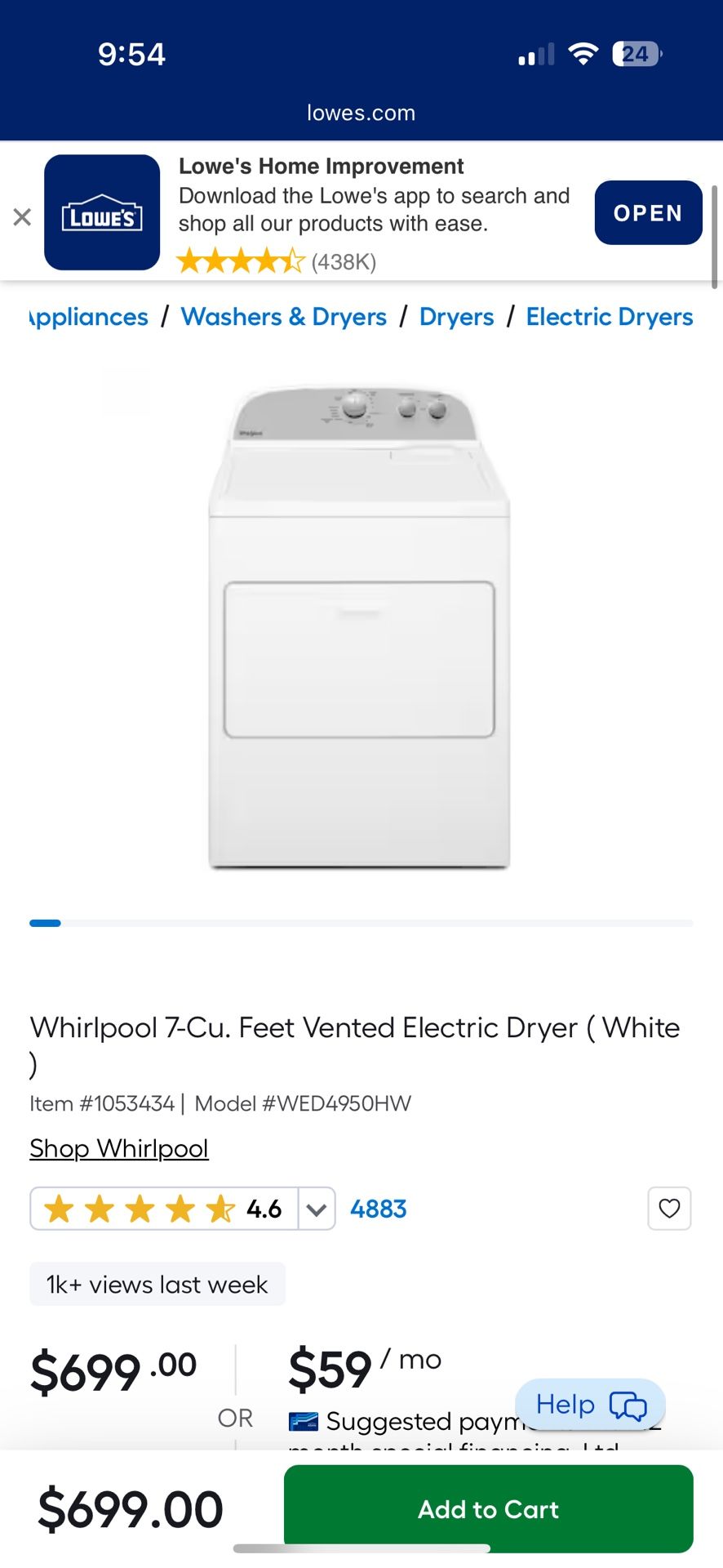 Whirlpool Electric Dryer