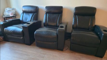 Grand 4-piece Top Grain Leather Power Media Recliners Living Room Set