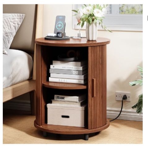Rounding end table with charging station new