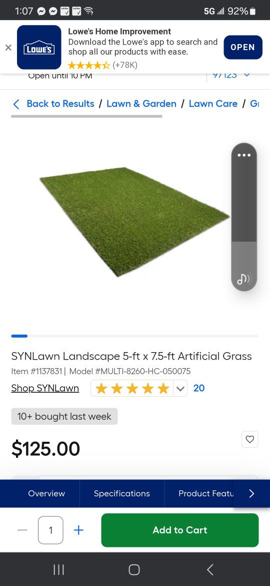 5 X 7.5 Ft Artificial Grass