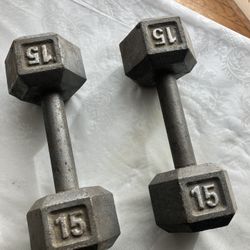 Vintage 15 lb. Iron Dumbbells / Weights