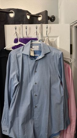 Blue Men Long Sleeve Calvin Klein Slim Fit Size M