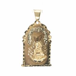 Men’s or Women’s 10k Yellow Gold Diamond-Cut Our Lady of Charity Pendant for Necklace 1.75” Inch GP3134175