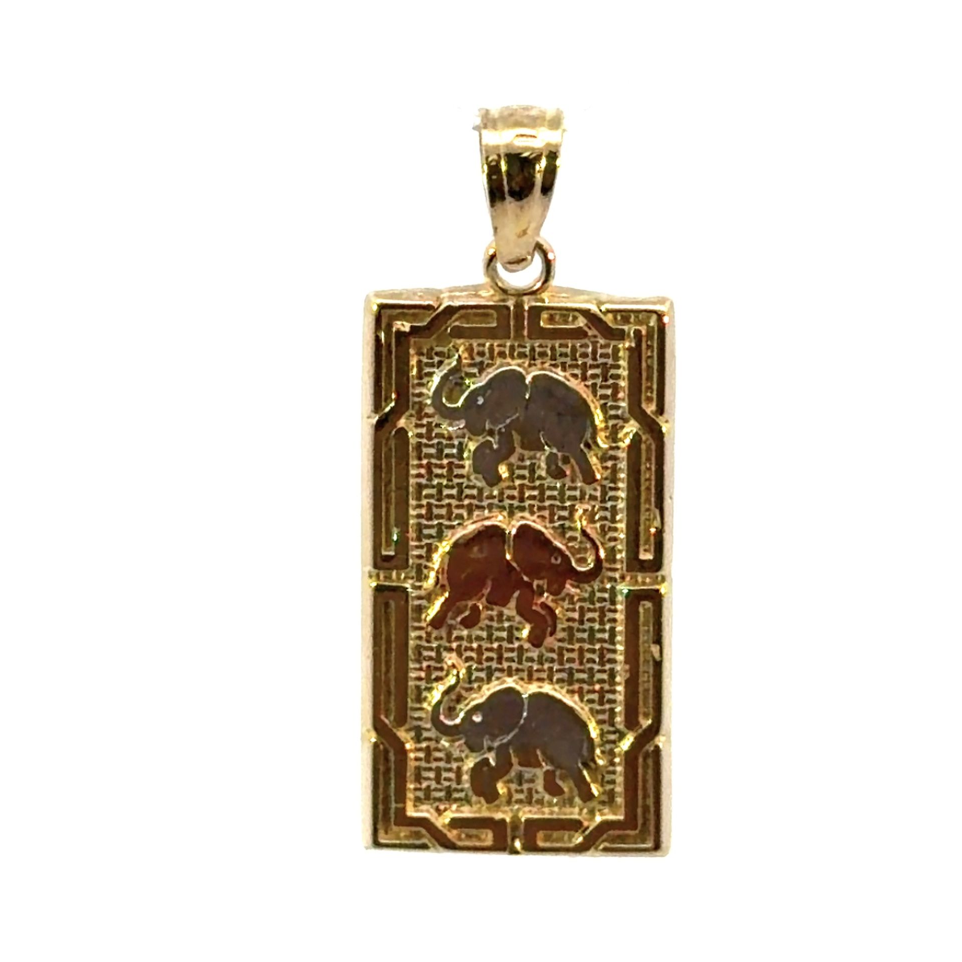 Woman’s Ladies 14k Tri Toned Rose White Yellow Gold Three Elephant Charm Pendant For Necklace GP3124707