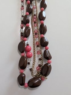 10" length brownish burgundy 3 chain necklace