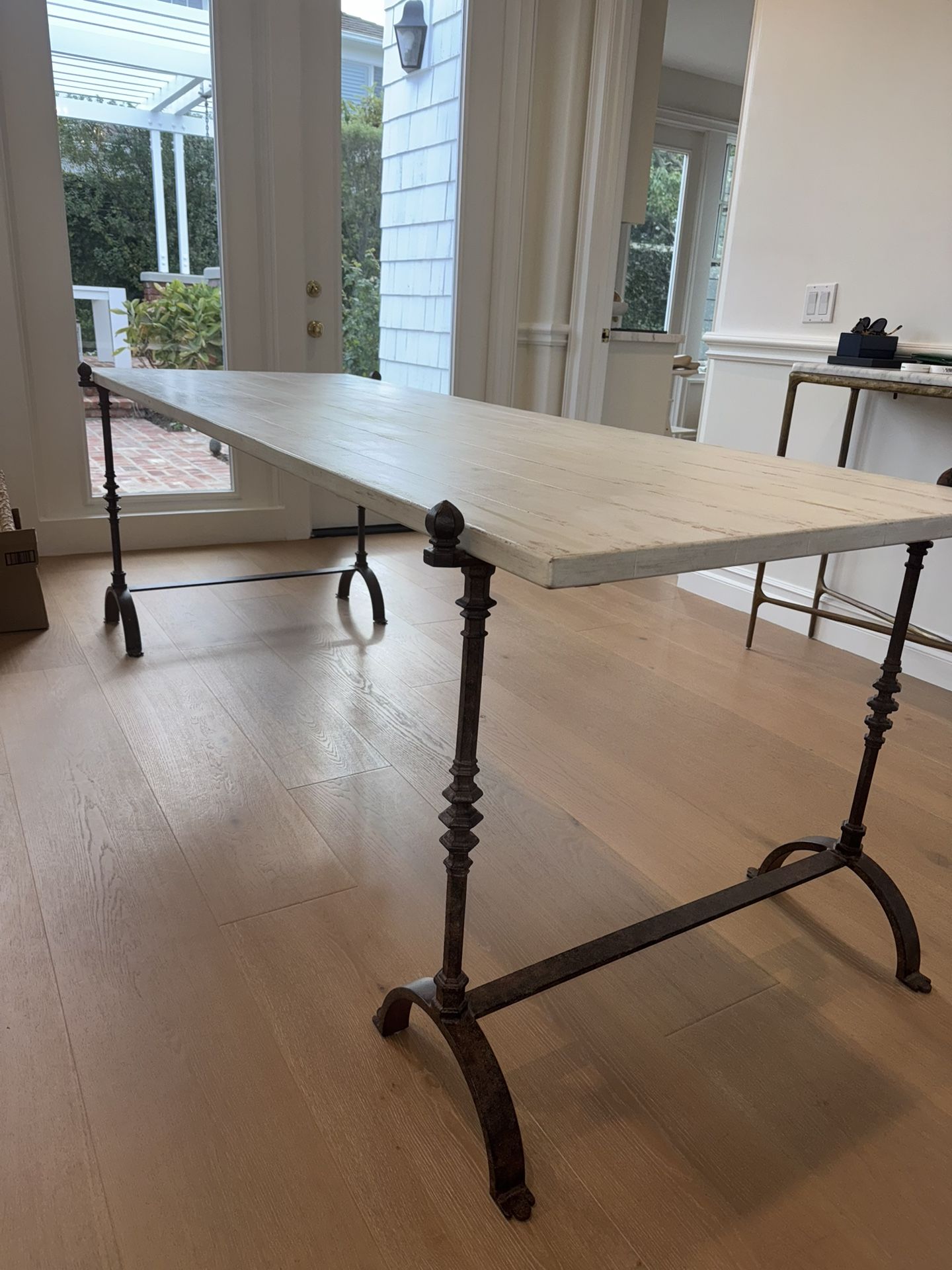 Eloquence St Remy Trestle Dining Table In Pickled White 