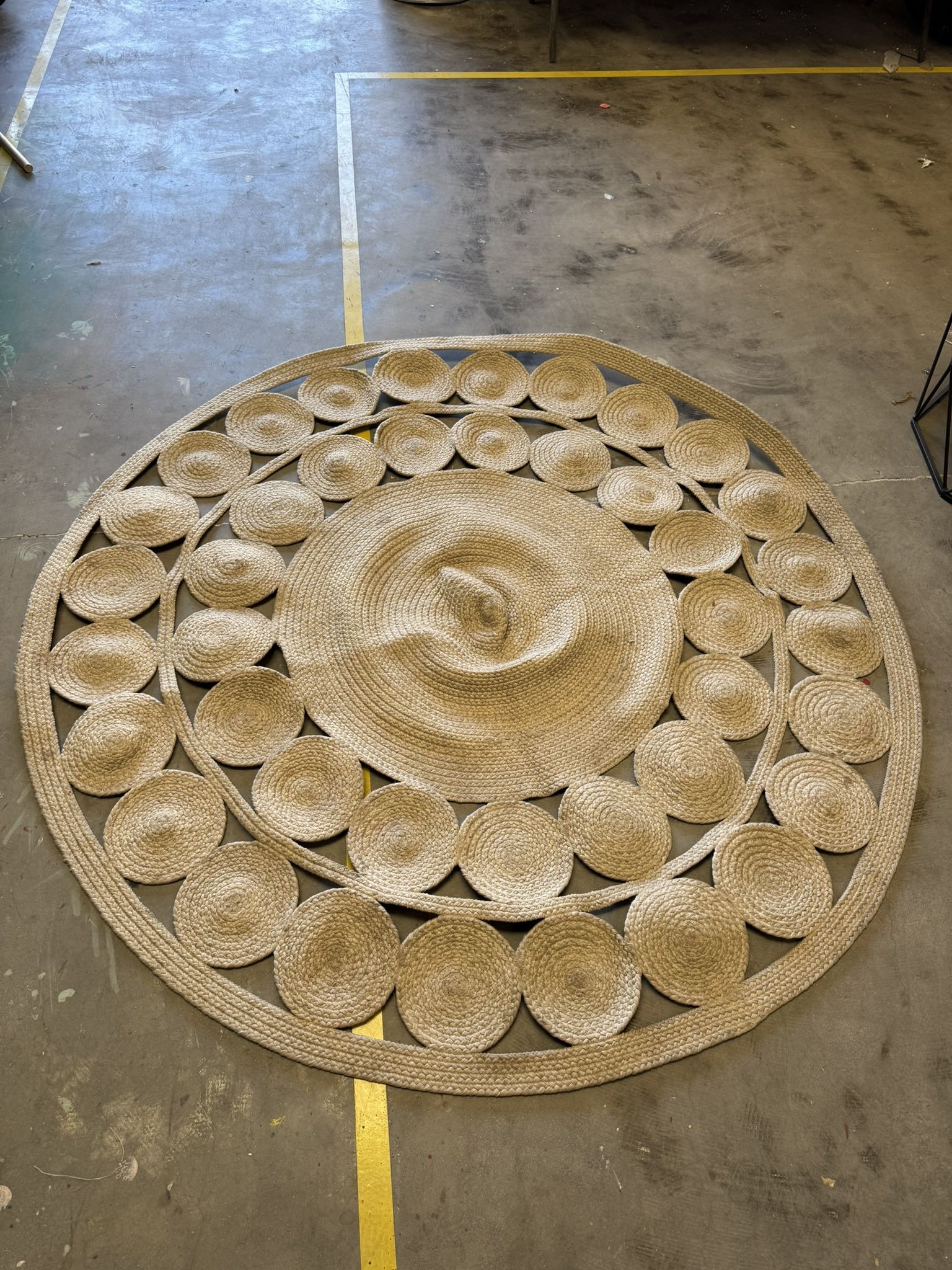 6ft Wide boho Rattan Round Rug