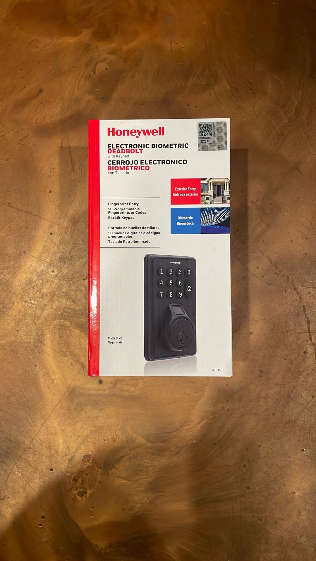 Honeywell - Fingerprint Entry - Electronic Biometric Deadbolt - WITH KEYPAD