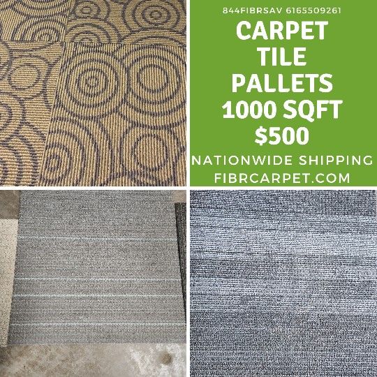 24" carpet Tile Pallets 1000 Sqft $500
