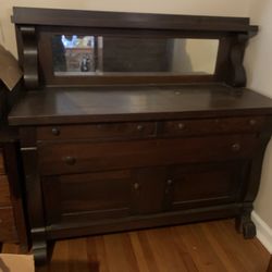 Antique Sideboard With Mirror