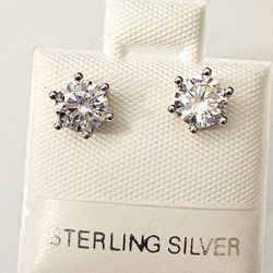 925 Sterling Silver Cubic Zirconia 5MM Stud Earrings For Women & Men
