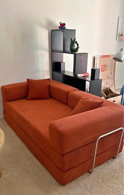 Orange Corduroy DIY Combination Sleeper Sofa Couch