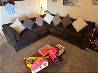 Brown sectional couch