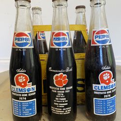 Clemson  1974 Undefeated  Vintage Pepsi Bottle Set