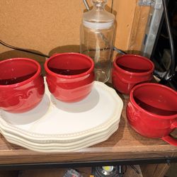 Princess House 4 Plates, 4 Big Cups 