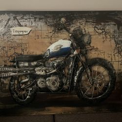 Large Triumph Motorcycle Wall Art – 3D Metal Relief