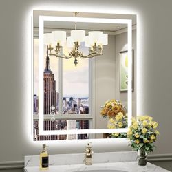 36"x30" LED Bathroom Mirror with Lights, Backlit & Front Lit, Anti-Fog Lighted Bathroom Vanity Mirror for Wall, Memory Function, Dimmable, HD Tempered