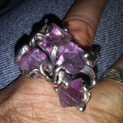 Amethyst Big Stones.hand Made.one Of A Kind. Sterling