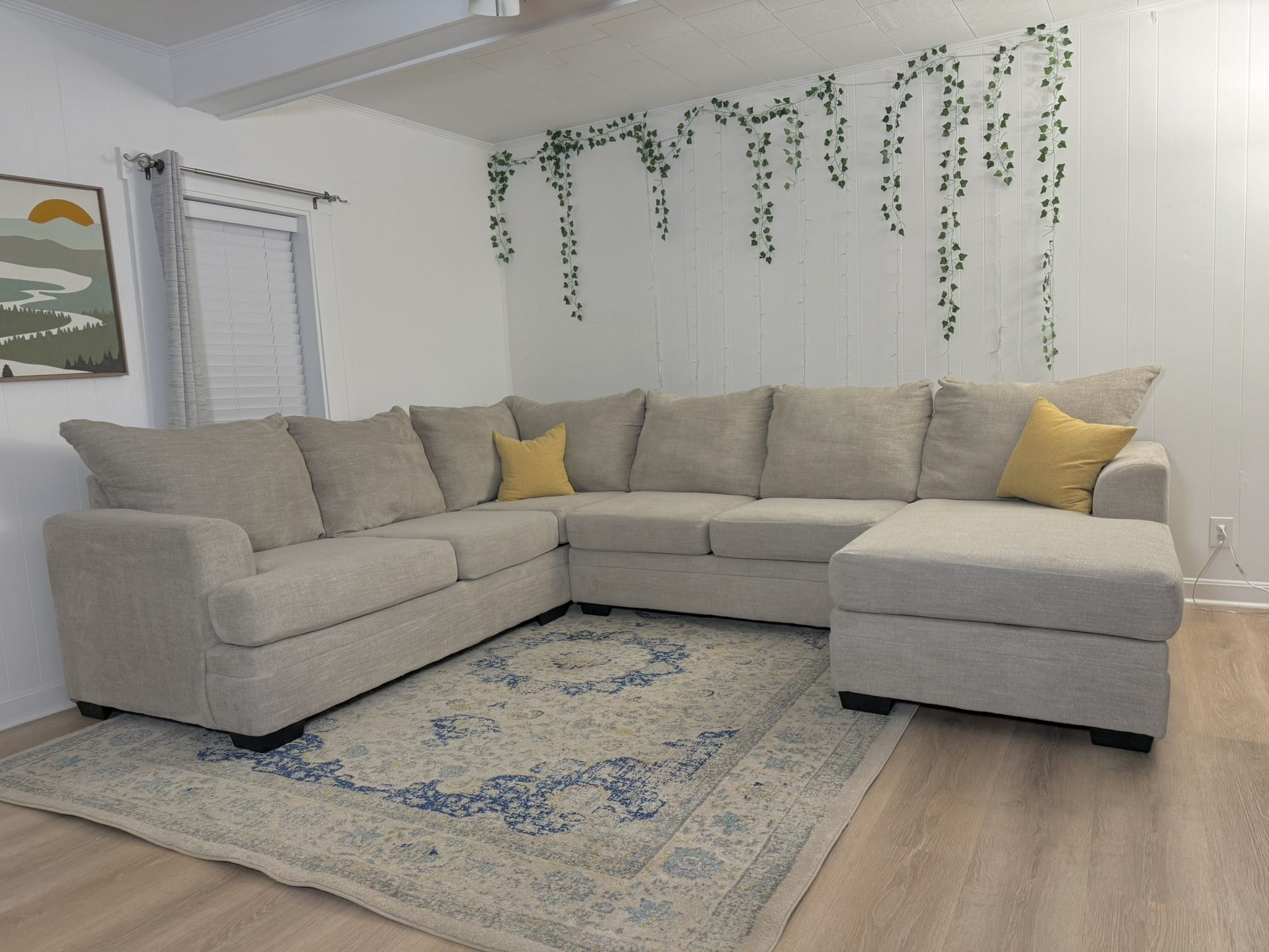 Beige Sectional Couch, U Shaped