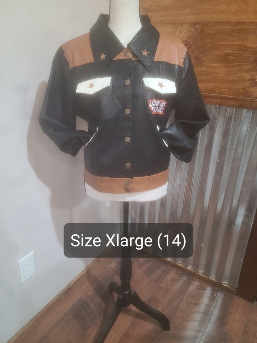 New Looney Tunes Yosemite Sam Faux Leather Jacket 