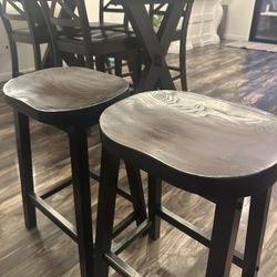 Dark Brown Wooden Stools