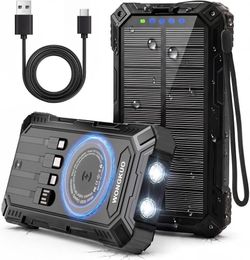 Solar Charger Power Bank - 49800mAh QC3.0 Fast Charging Portable Charger   About this item  🔋【49800mAh Huge Capacity】Built with a high-capacity Li-po