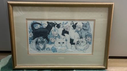 vintage cat painting
