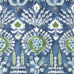 Thibaut Wallpaper Mendoza Suzani Blue and Green On Navy 2 New Double Rolls