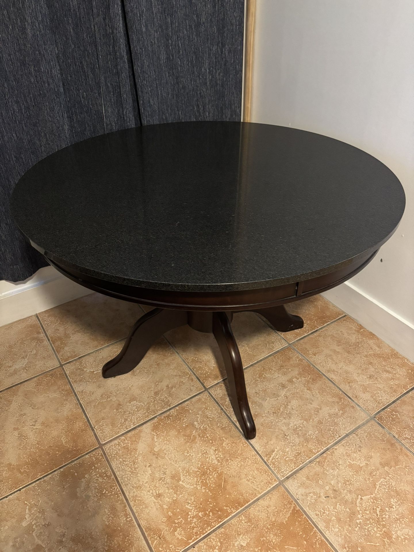 Round Granite Dining Table With Wooden Base 