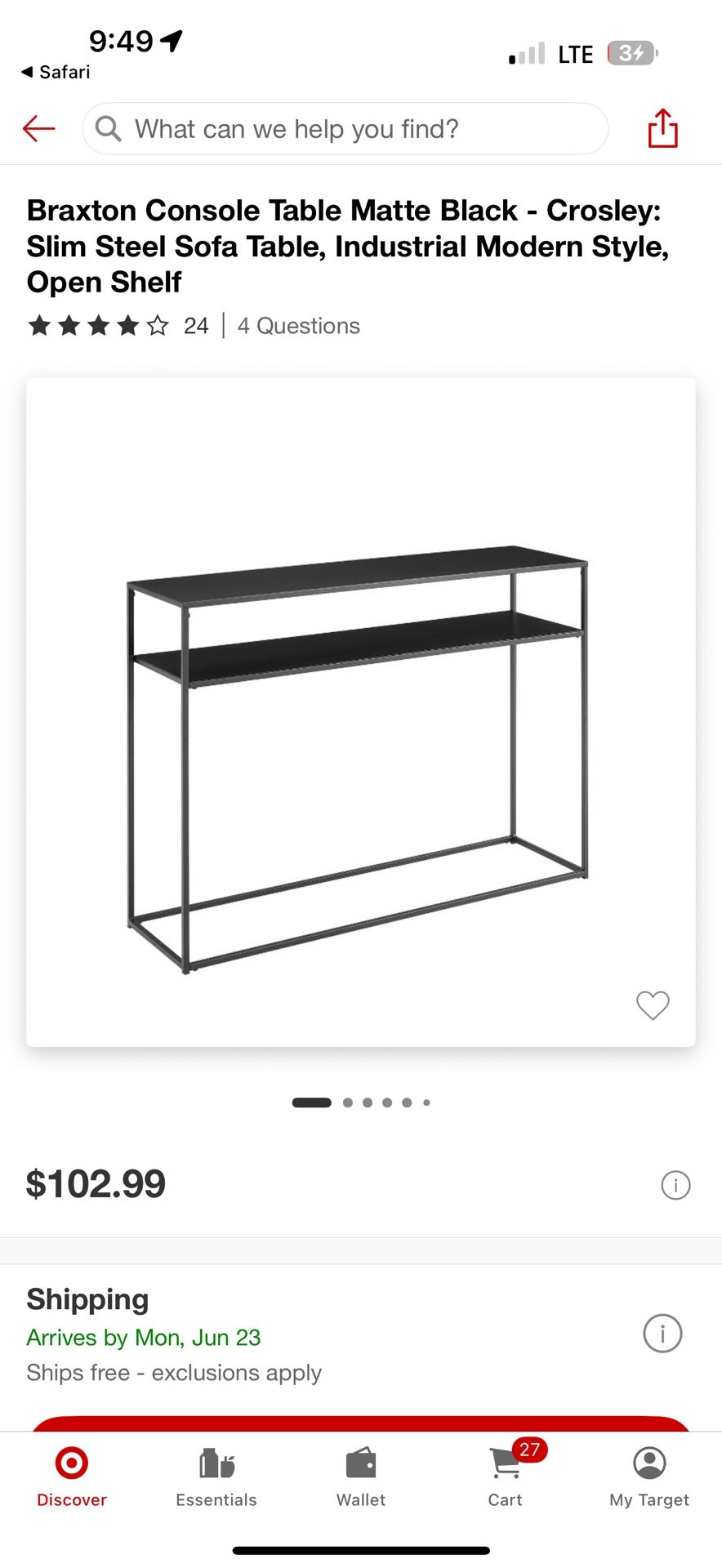Console Table - Black & White (retails $105)