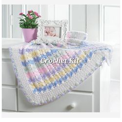 Mary Maxim  Tilted Shells Blanket Crochet Kit
