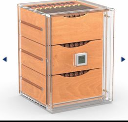 New Wiaee acrylic cigar humidor , 150 count with 3 spin cedar drawer, cigar gift for father day