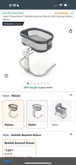 Graco DreamMore Bedside Bassinet Deluxe with Calming Motion