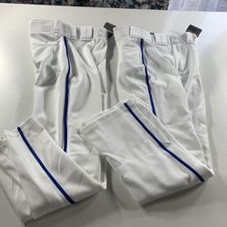 Easton Rival 2 Piped Baseball Pants White w/ Royal Piping YM 23”-25” waist