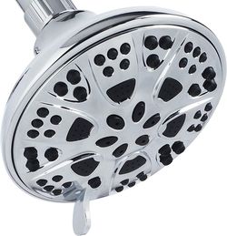 AquaDance High Pressure 6-Setting, Large 5-Inch Shower Head with Full Chrome Finish, Angle-Adjustable, and Tool-Free Installation - BRAND NEW IN BOX