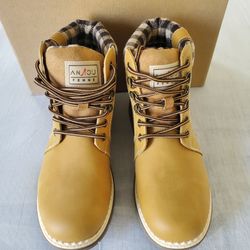 Tan Lace-Up Ankle Boots