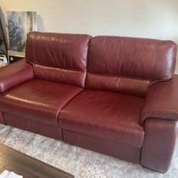 Bergundy Leather Power Reclining Sofa