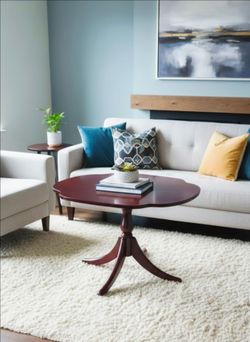 Vintage 1990's Bombay Company Scalloped Piecrust  Mahogany  Accent Table 24×17"×13"