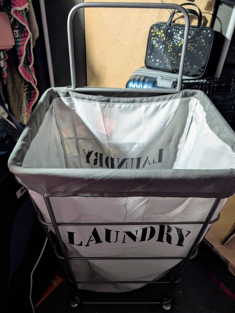 small metal Laundry Bin With Wheels
