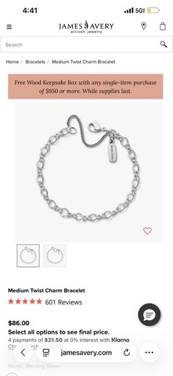 James Avery Twisted Charm Bracelet