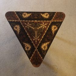 Antique Inlay Wooden Music Table: Winds Up To Play Lullaby