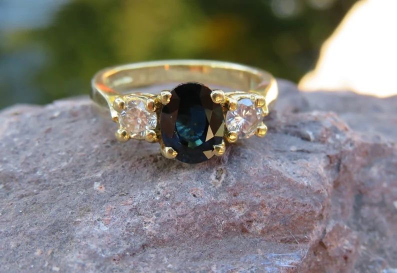 Sapphire And Diamond 14k Ring