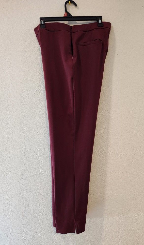 INVESTMENTS LADIES MAROON DRESS PANTS W/ SIDE ZIPPER SZ 8R