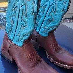 Stetson Women's Brown & Teal Square Toe Boots
