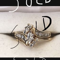 Sold - 14K Gold Marquise Wedding Set