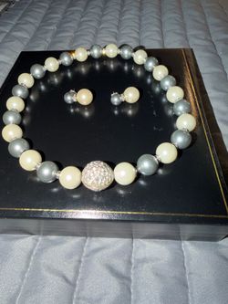 KENNETH LANE Avon Faux Pearl Necklace Pierced Earring Set KJL Elegant Pearlesque