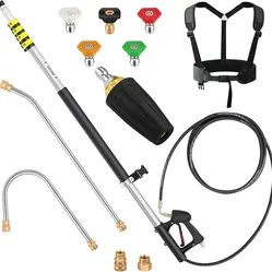 21FT Telescoping Pressure Washer Wand – Gutter & Roof Cleaning Tool, Turbo Nozzle, 5 Spray Tips