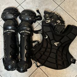 Easton Softball Catchers Gear (leg Guards, Chest Protector And Catchers Glove)