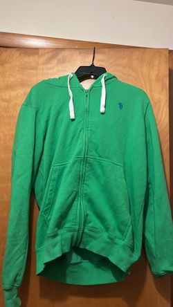 Ralph Lauren, green zip up hoodie,size small
